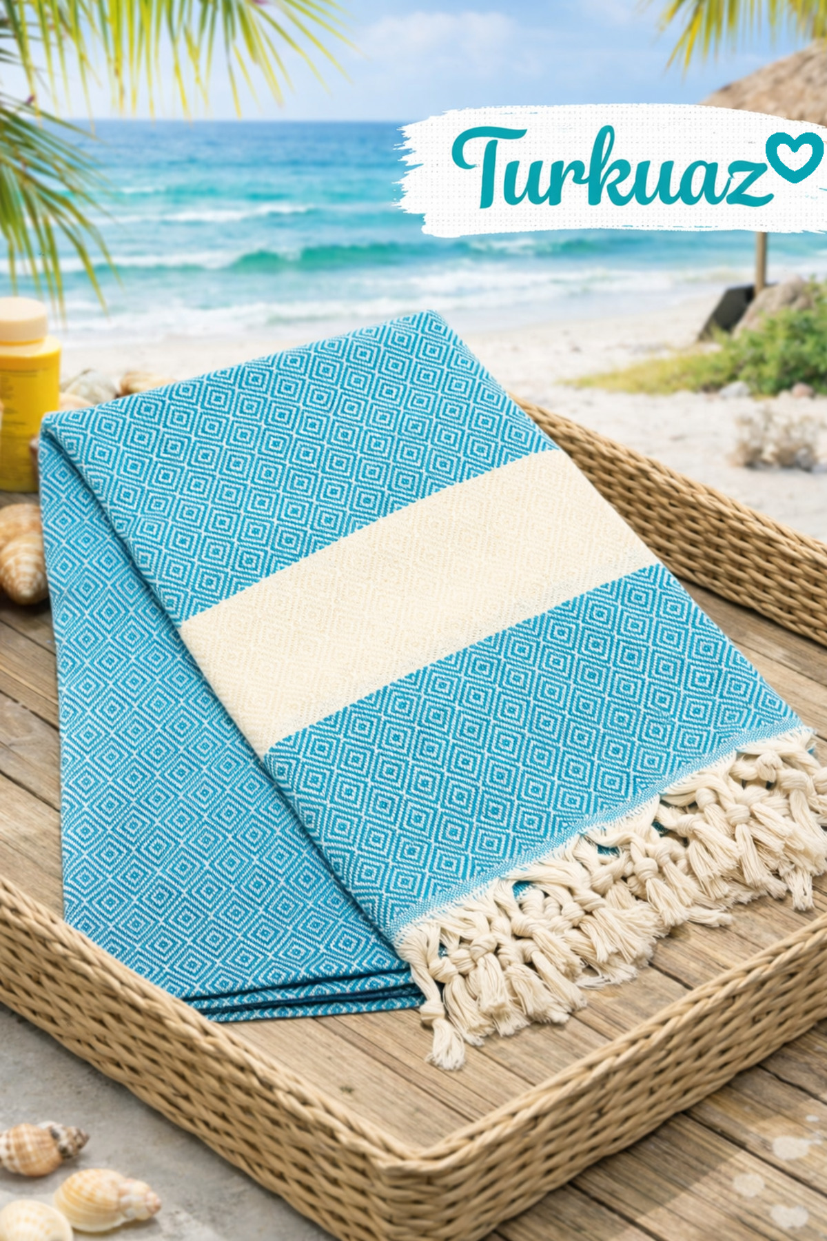 Beach Towel Peshtemal 100% Cotton Diamond Patterned Turkish Peshtemal Bath Towel 100x180 cm