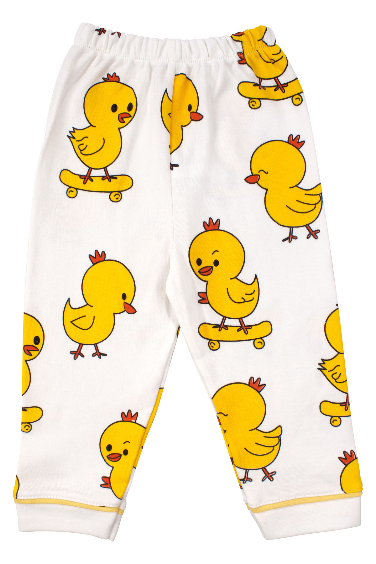 bebegen Unisex Beyaz Sarı Civciv Baskılı Kısa Kollu Pijama Takımı fotoğrafı 7 (önizleme)