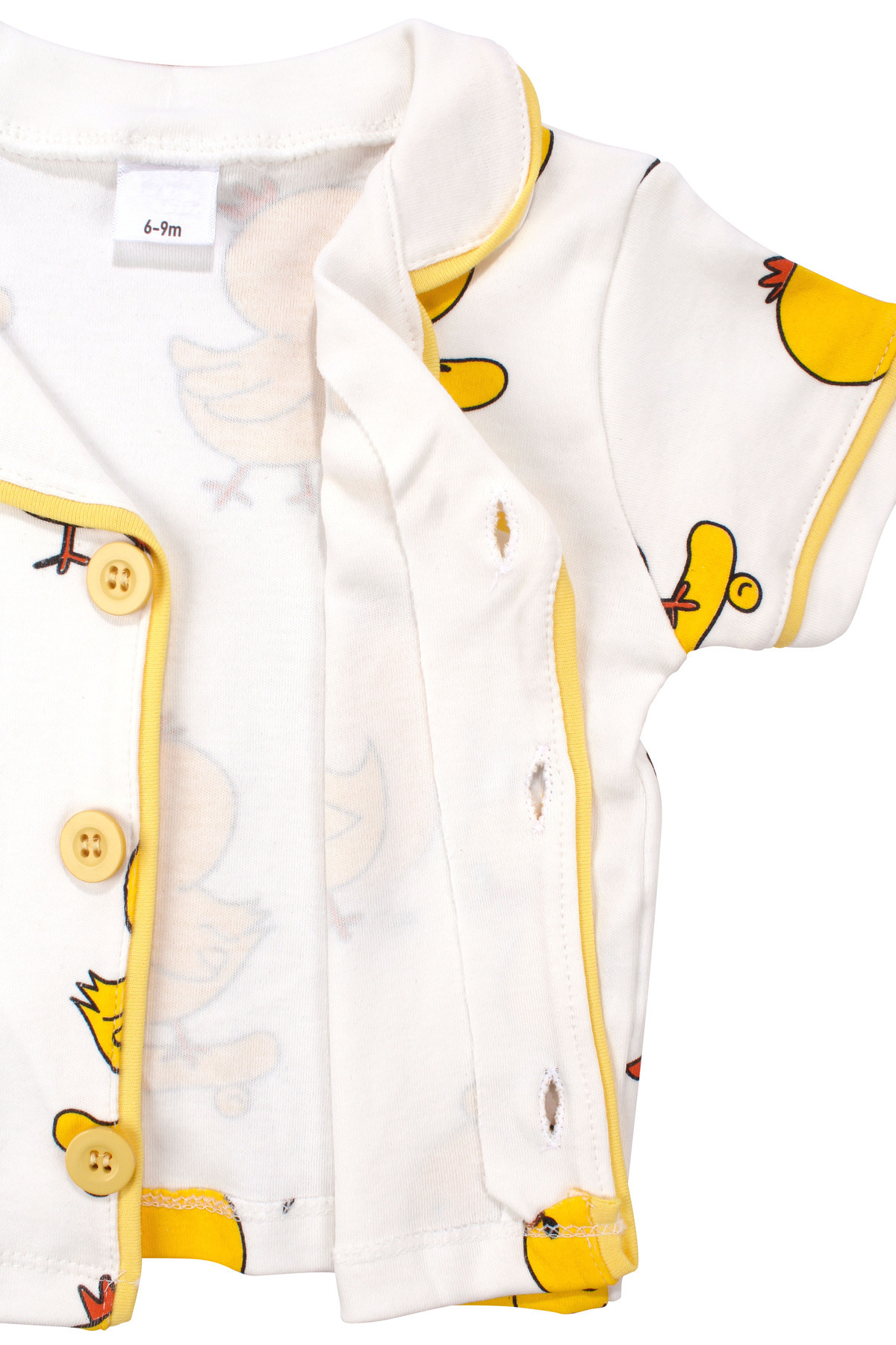 bebegen Unisex Beyaz Sarı Civciv Baskılı Kısa Kollu Pijama Takımı fotoğrafı 6 (önizleme)