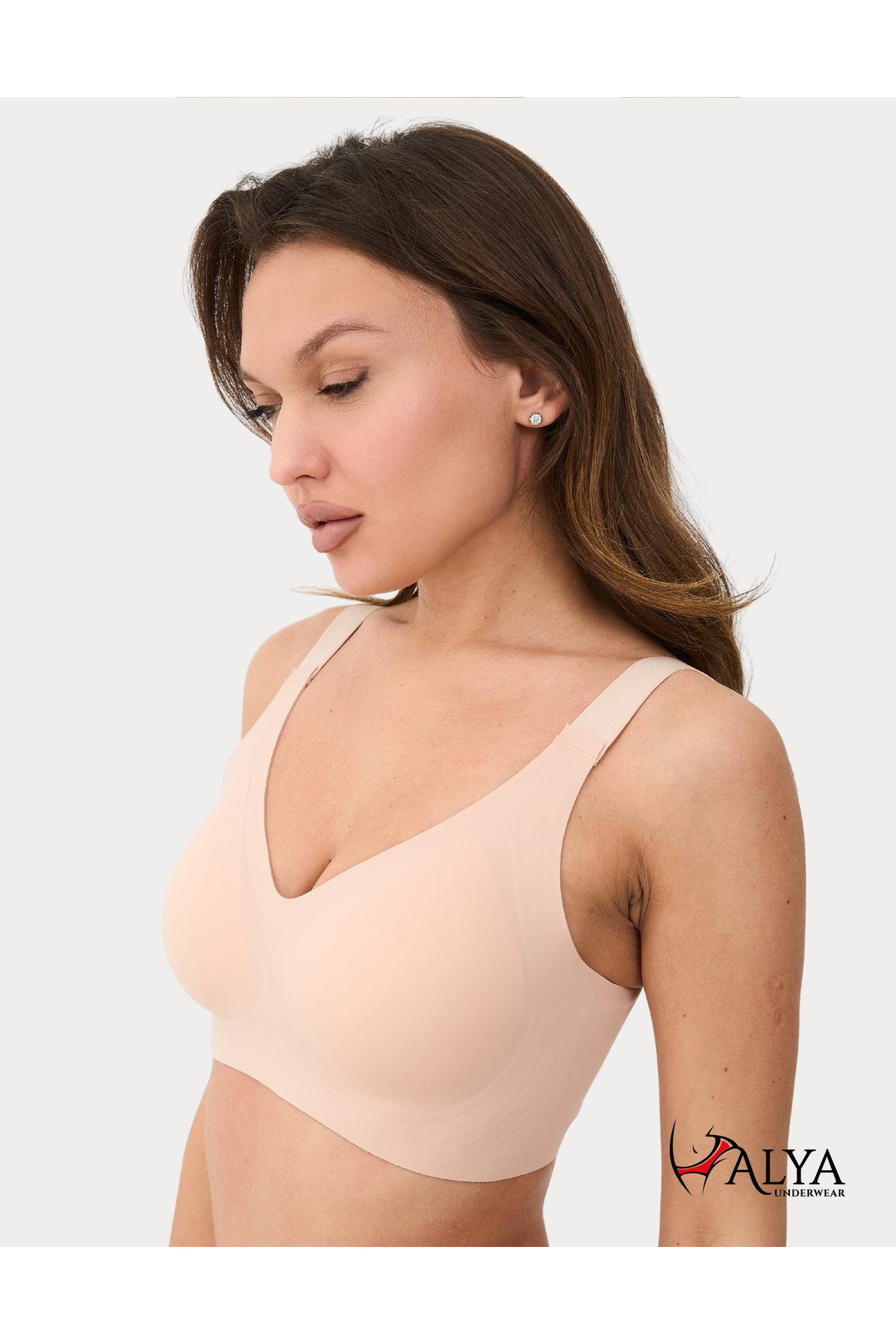 Women's Ultra Comfort Molded Thick Strap Laser Cut Invisible Bra Powder - 2399