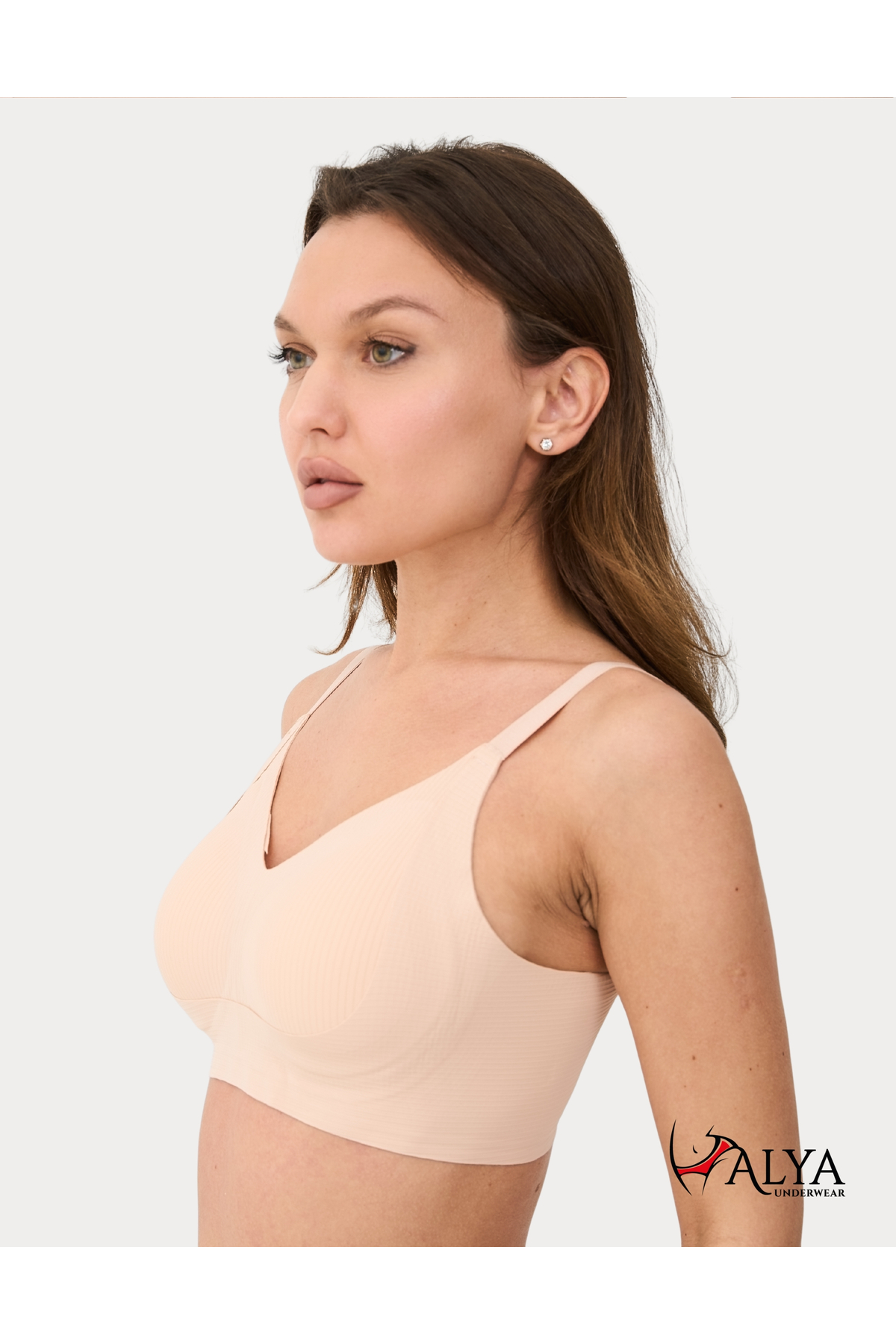 Women's Ghost Bra Removable Coated Laser Cut Ribbed Comfortable Fit Nude Color - 9688
