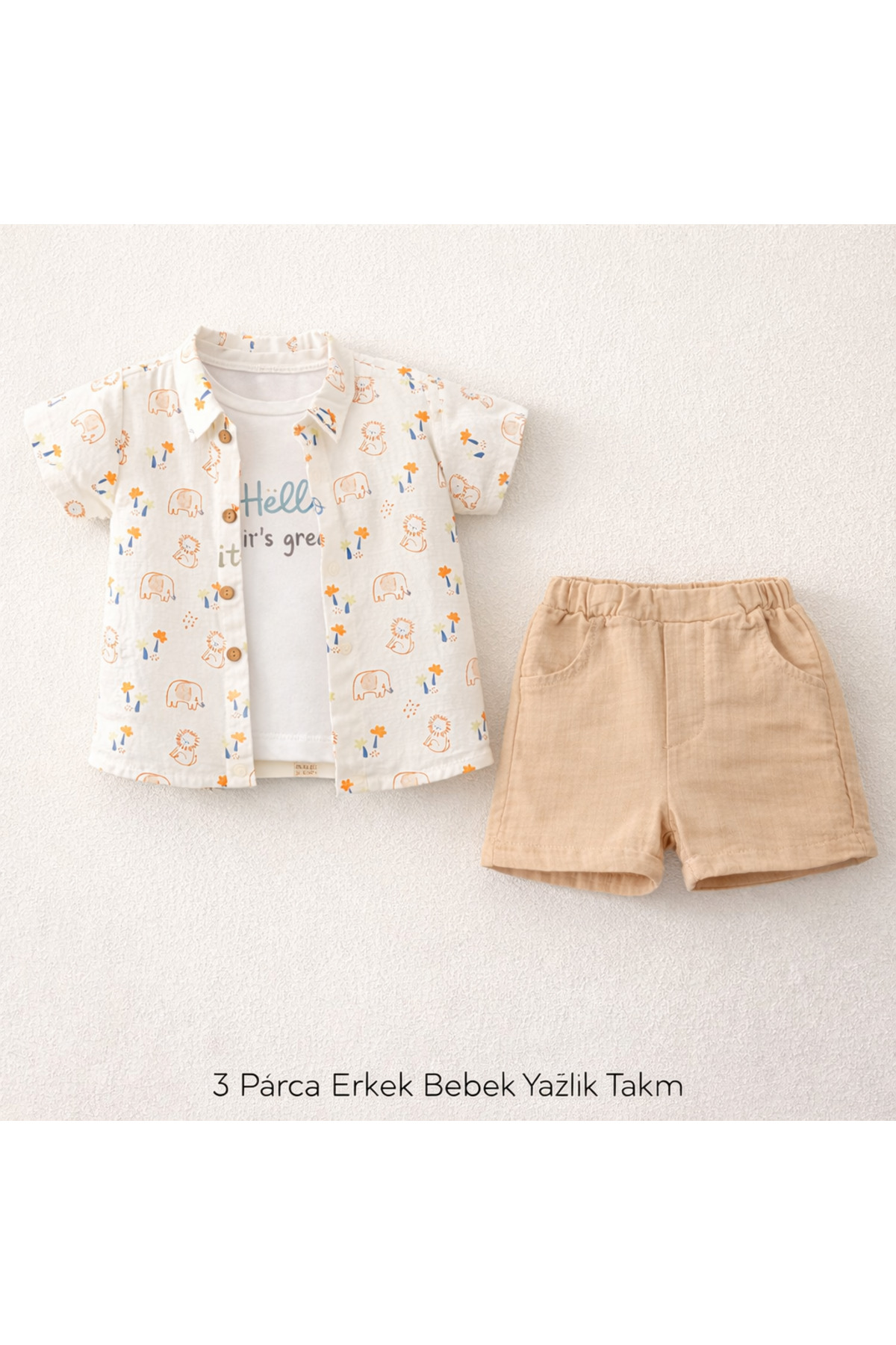 MYZİ STORE %100 Pamuk Müslin Animal Desenli 3'lü Bebek Takımı Tulumu – Terletmez, Cilt Dostu, Günlük Kullanım fotoğrafı 7 (önizleme)