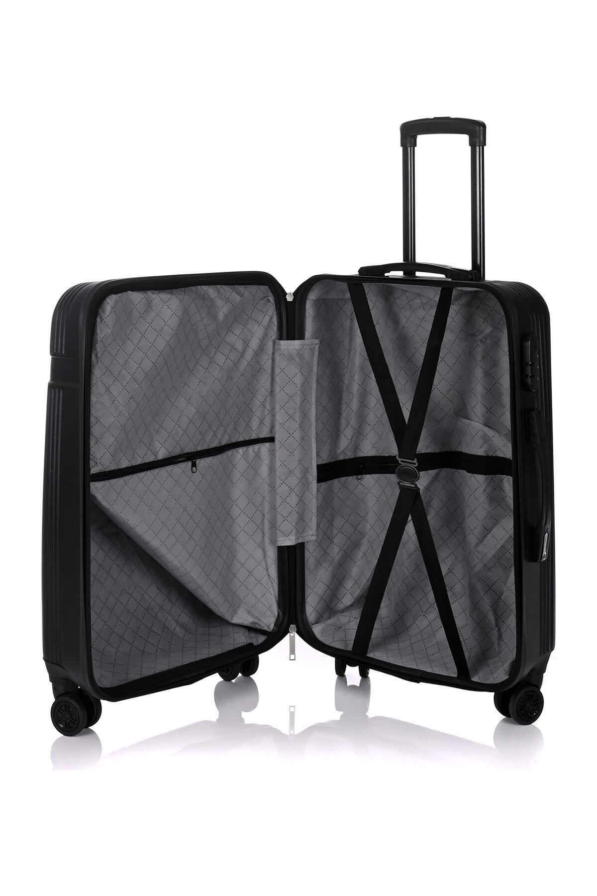 DERİEND  3000 Unisex 3'lü Valiz Seti Siyah - Görsel 6