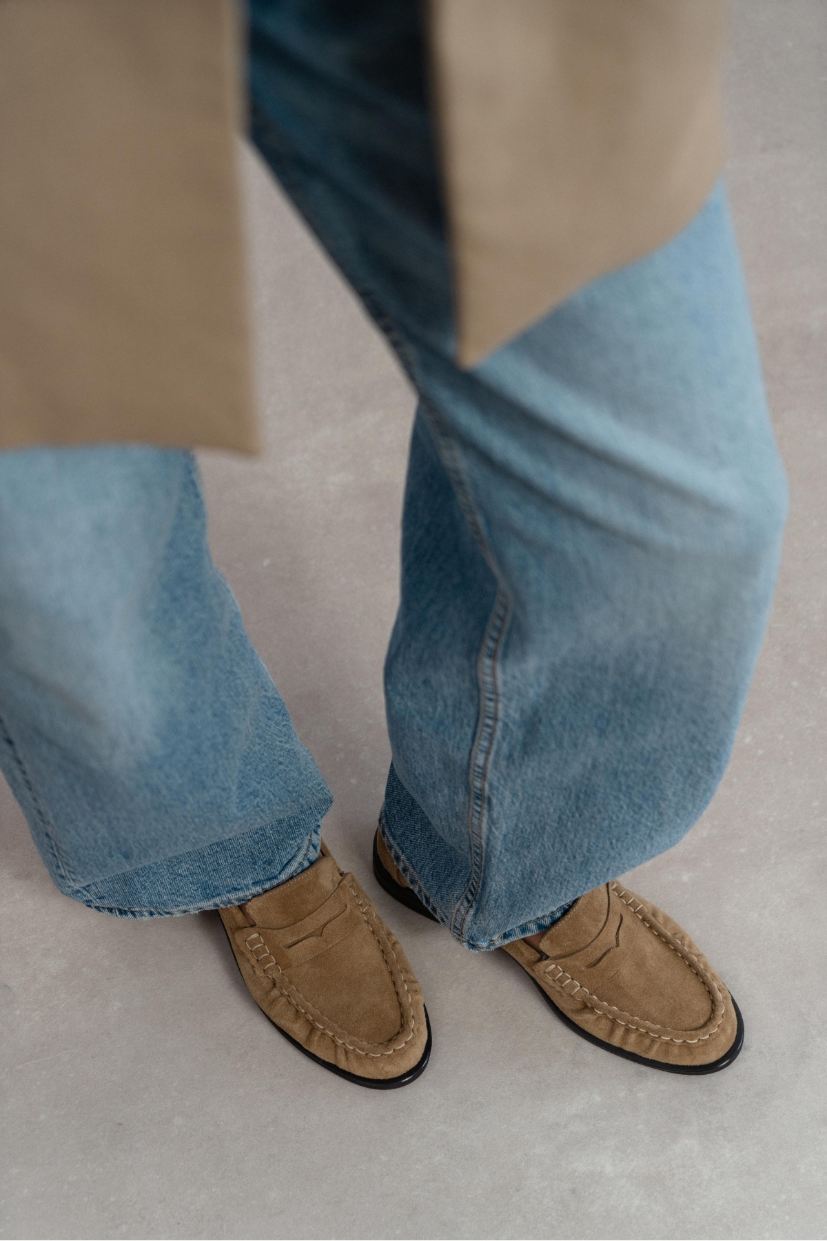 NİŞANTAŞI SHOES  Naty Rome Bej Süet Hakiki Deri Kadın Loafer Ayakkabı - Görsel 4