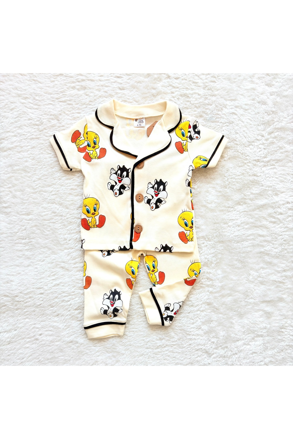 Babexi Sylvester & Tweety Desenli Bebek Pijama Takımı – %100 Pamuk fotoğrafı 3 (önizleme)