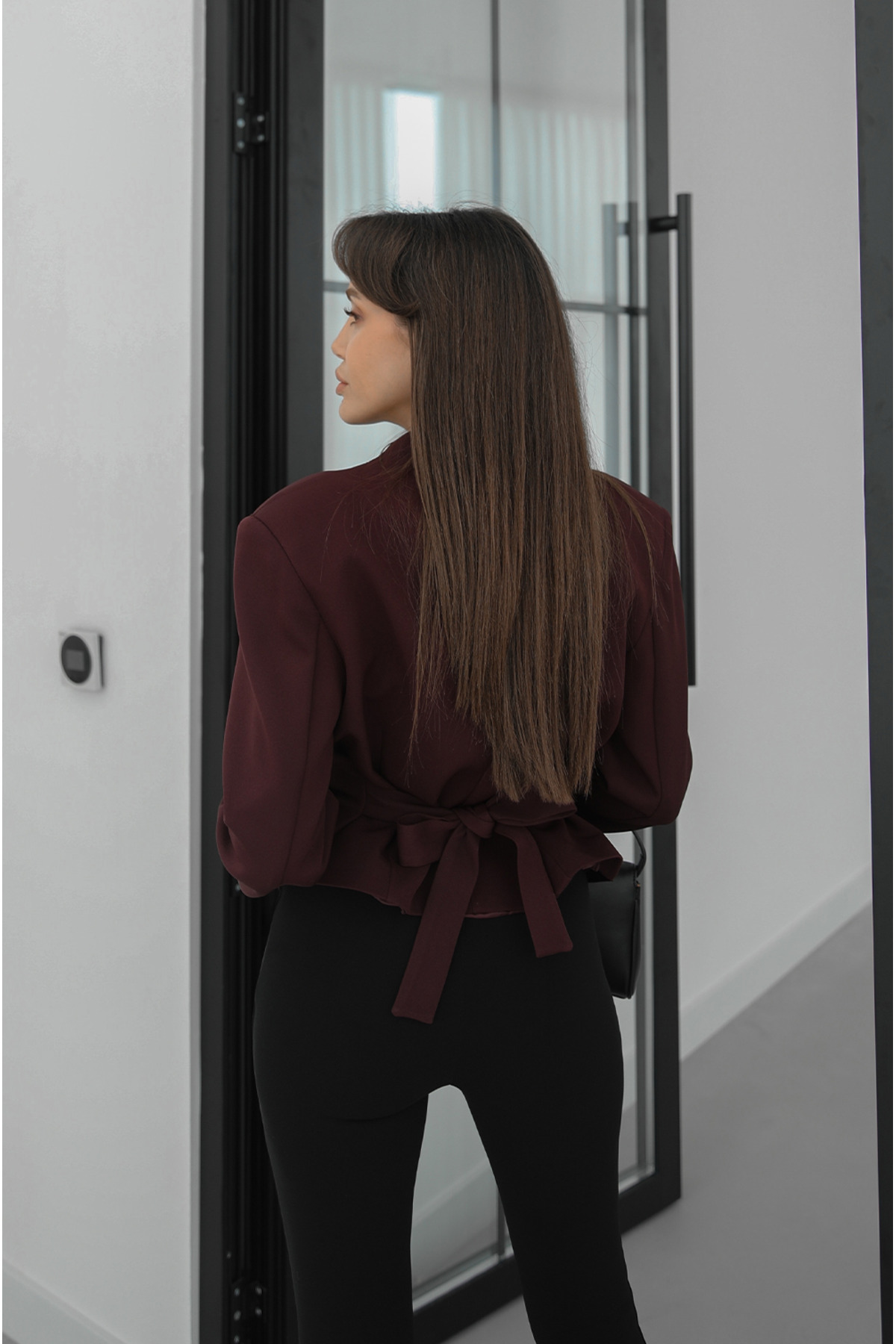 Havoş  Mürdüm Arkası Bağlama Detaylı Blazer Ceket - Görsel 4