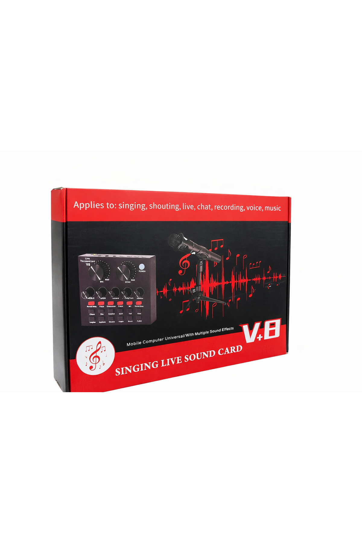 GLRTech 🎤 V8S Live Sound Card Canlı Yayın Ses Kartı – Mikrofonlu