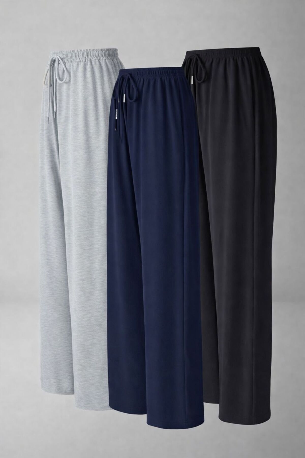 TONFİX LİFE  ÜÇ ADET SİYAH GRİ LACİVERT RAHAT GİYİM EŞOFMAN ALTI EKONOMİK PAKET - Görsel 3