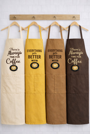 AYSHOME Ays Home 4 adet Yetişkin Renkli Cepli Cafe Barista Mutfak Etkinlik Aş...