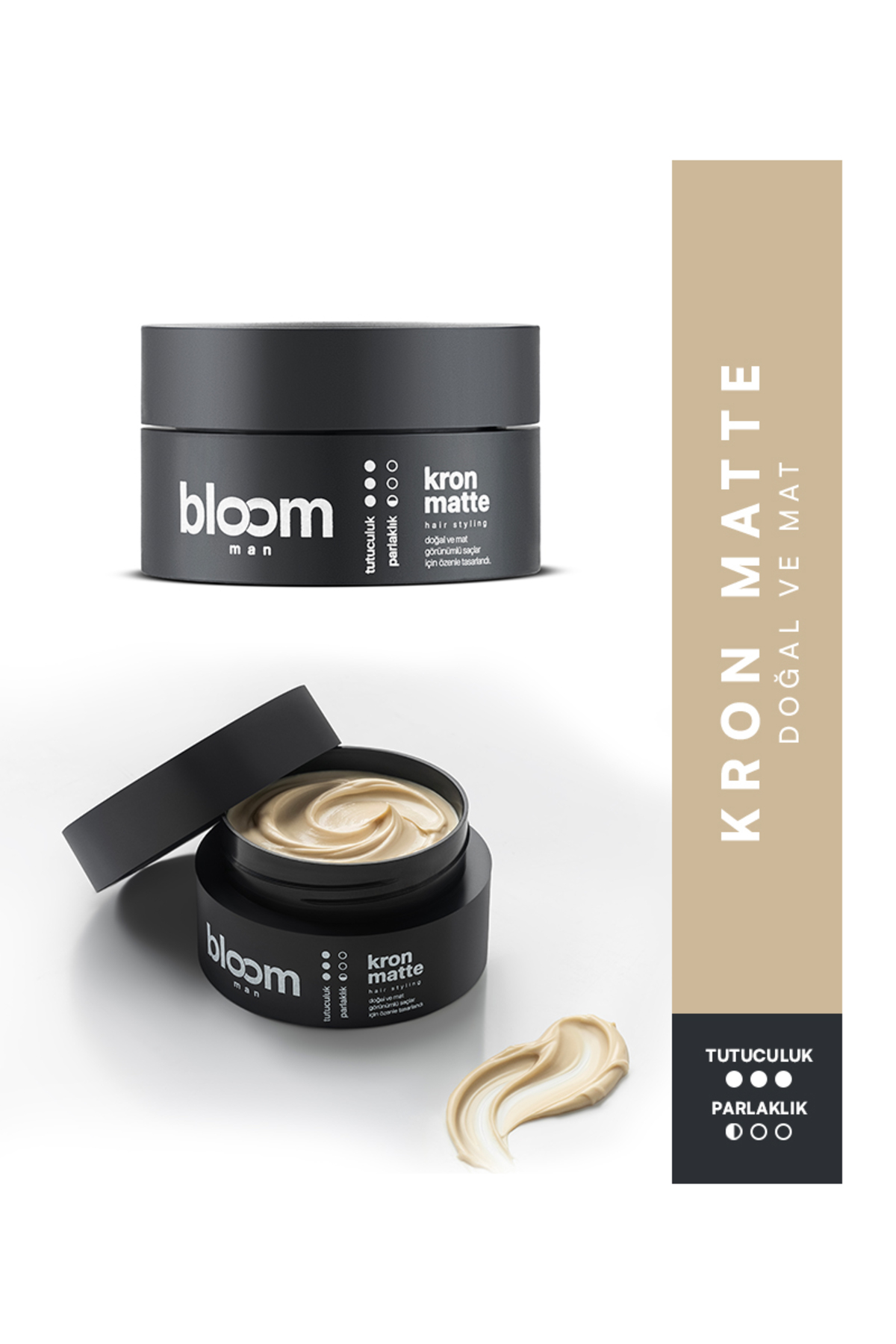 Bloom Man Kron Matte Hair Styling Wax 50 ml | Erkek Saç Şekillendirici Mat Wax | Güçlü Tutuş — KRONM1