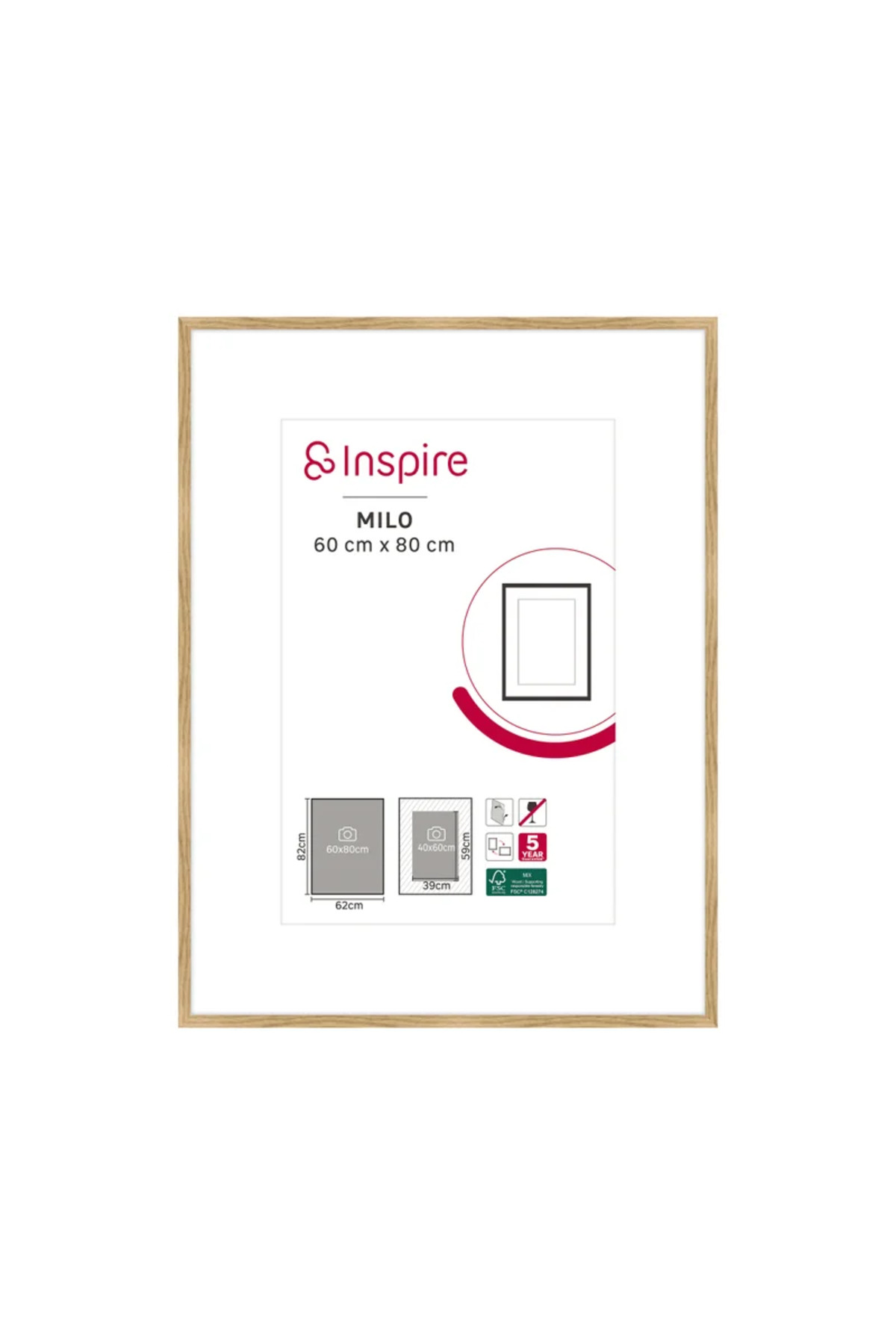 Milo Photo Frame Inspire Milo photo frame, 60 x 80 cm, oak- Trendyol