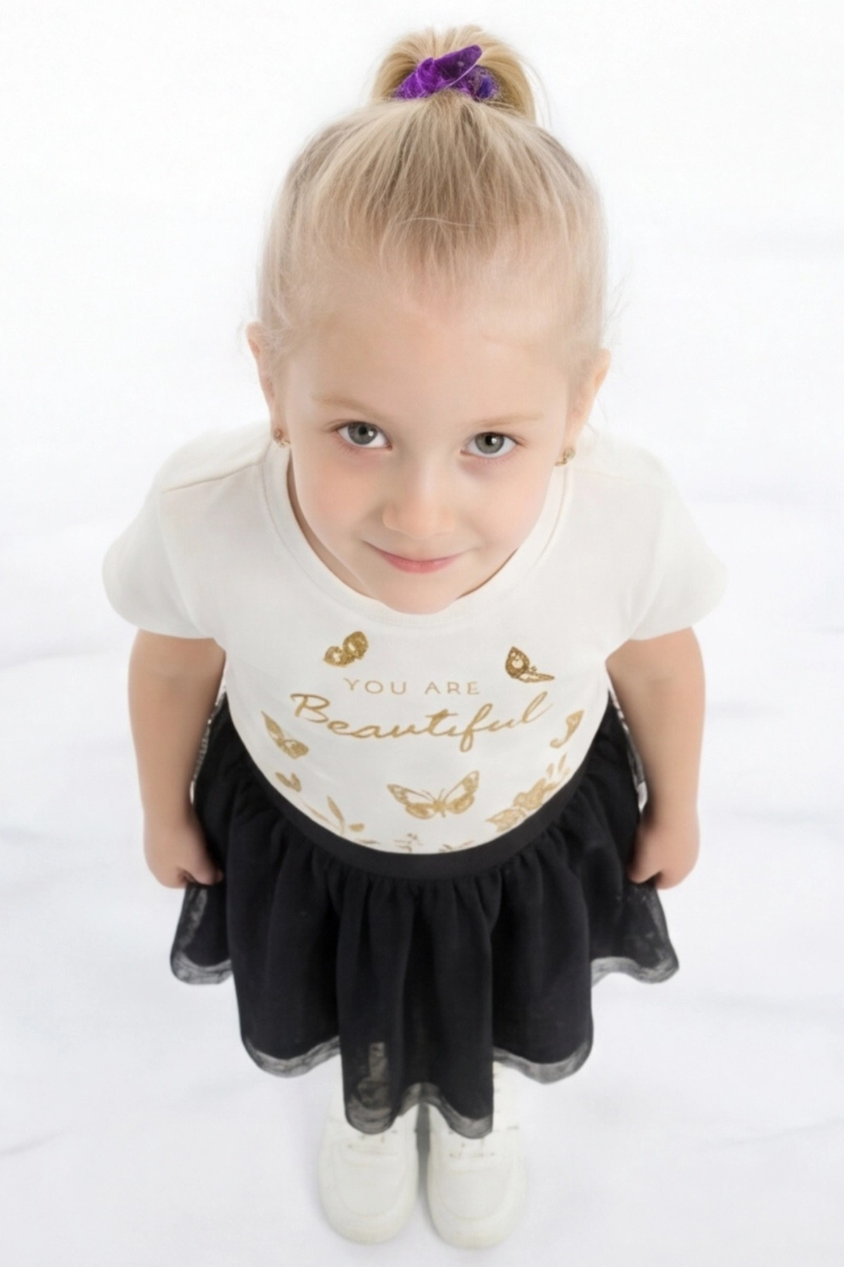 FESSHERA KİDS  Kız Çocuk Etek Beli Lastikli Pamuklu ve Astarlı Tül Etek - Görsel 8