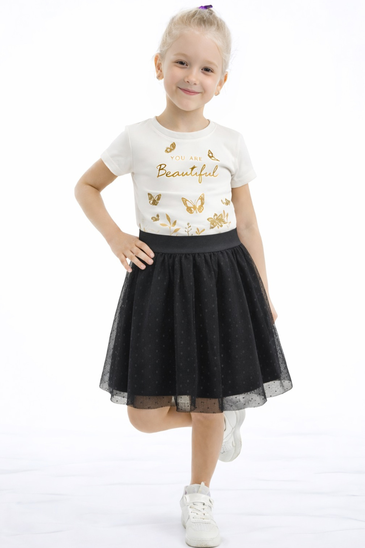 FESSHERA KİDS  Kız Çocuk Etek Beli Lastikli Pamuklu ve Astarlı Tül Etek