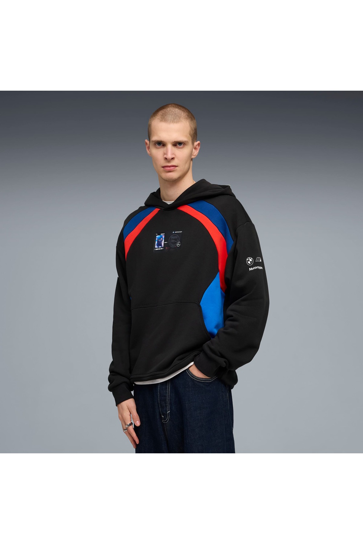 Puma BMW M MOTORSPORT LIFESTYLE Erkek Geniş Kesim Kapüşonlu SWEATSHIRT görsel 5