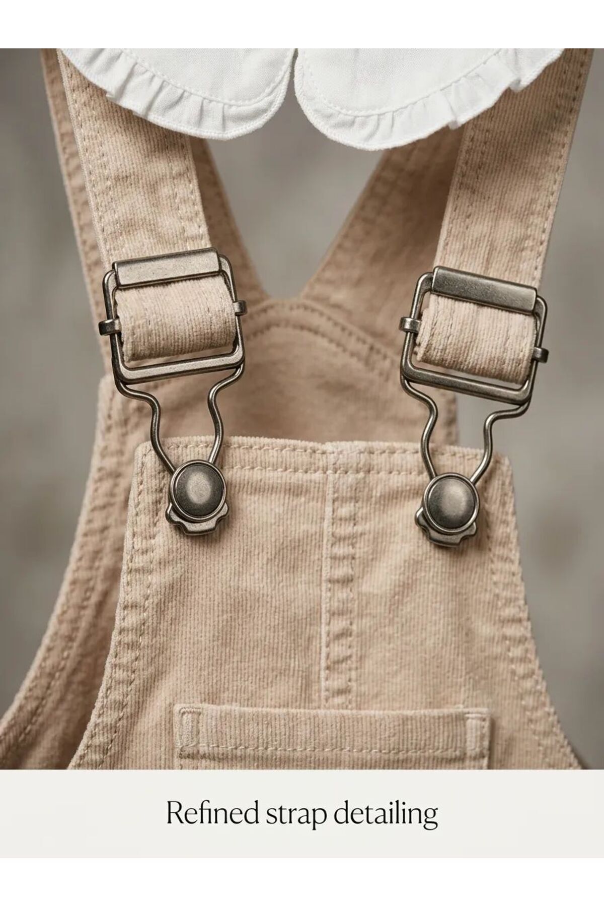 TA&CE Kelebek Nakışlı Kız Bebek Pamuklu Gömlekli 2’li Jile Elbise 6-24 Ay Bej Renk Bayram Kombini fotoğrafı 6 (önizleme)