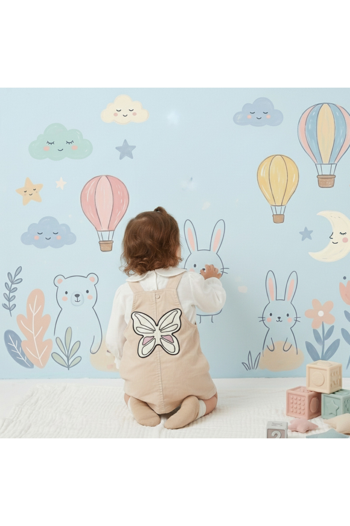 TA&CE Kelebek Nakışlı Kız Bebek Pamuklu Gömlekli 2’li Jile Elbise 6-24 Ay Bej Renk Bayram Kombini fotoğrafı 2 (önizleme)