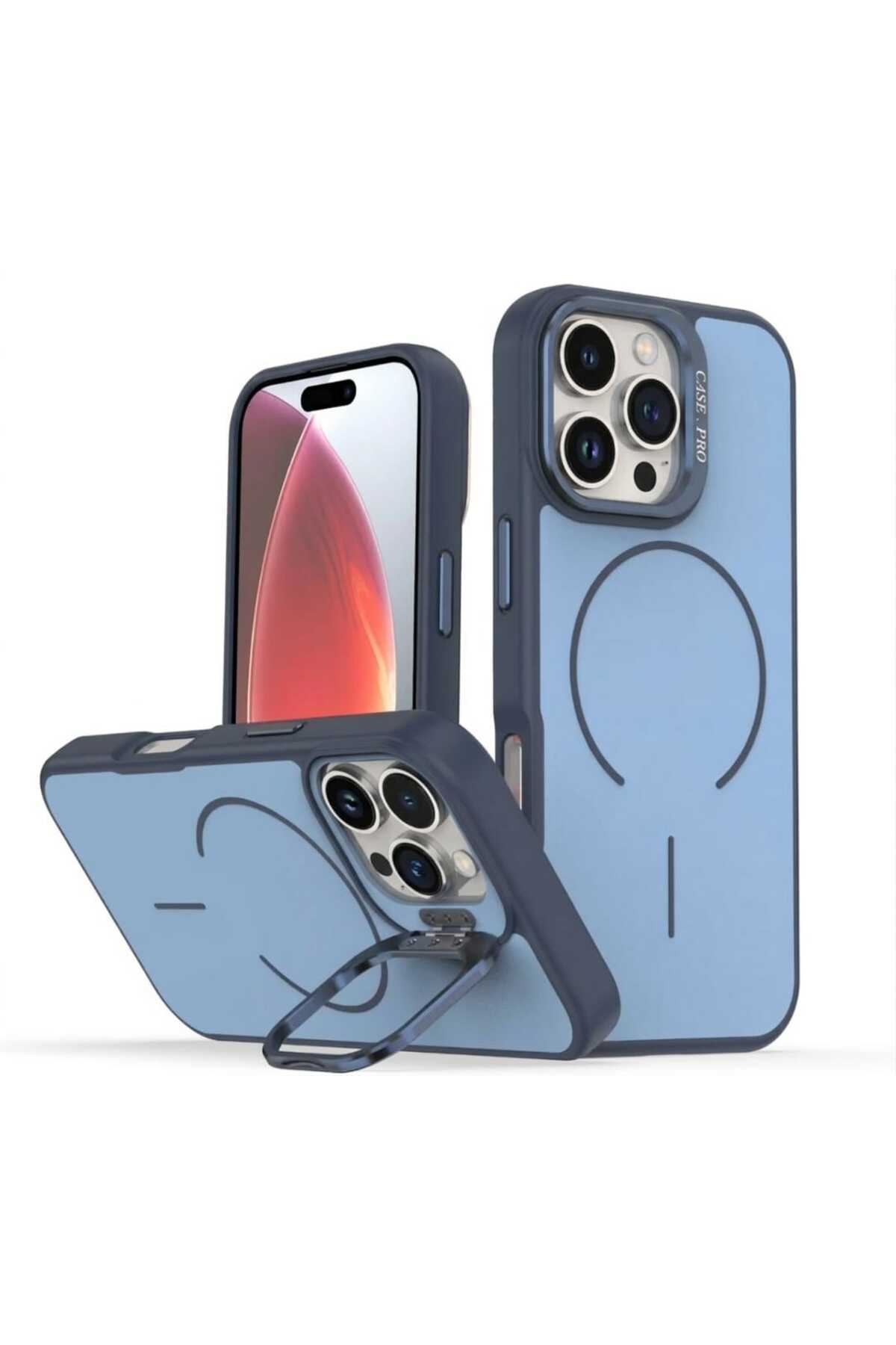 Iphone 16 Pro Metal Camera Stand with MagSafe Feature Matte Pastel Color Metal Key Premium Cover