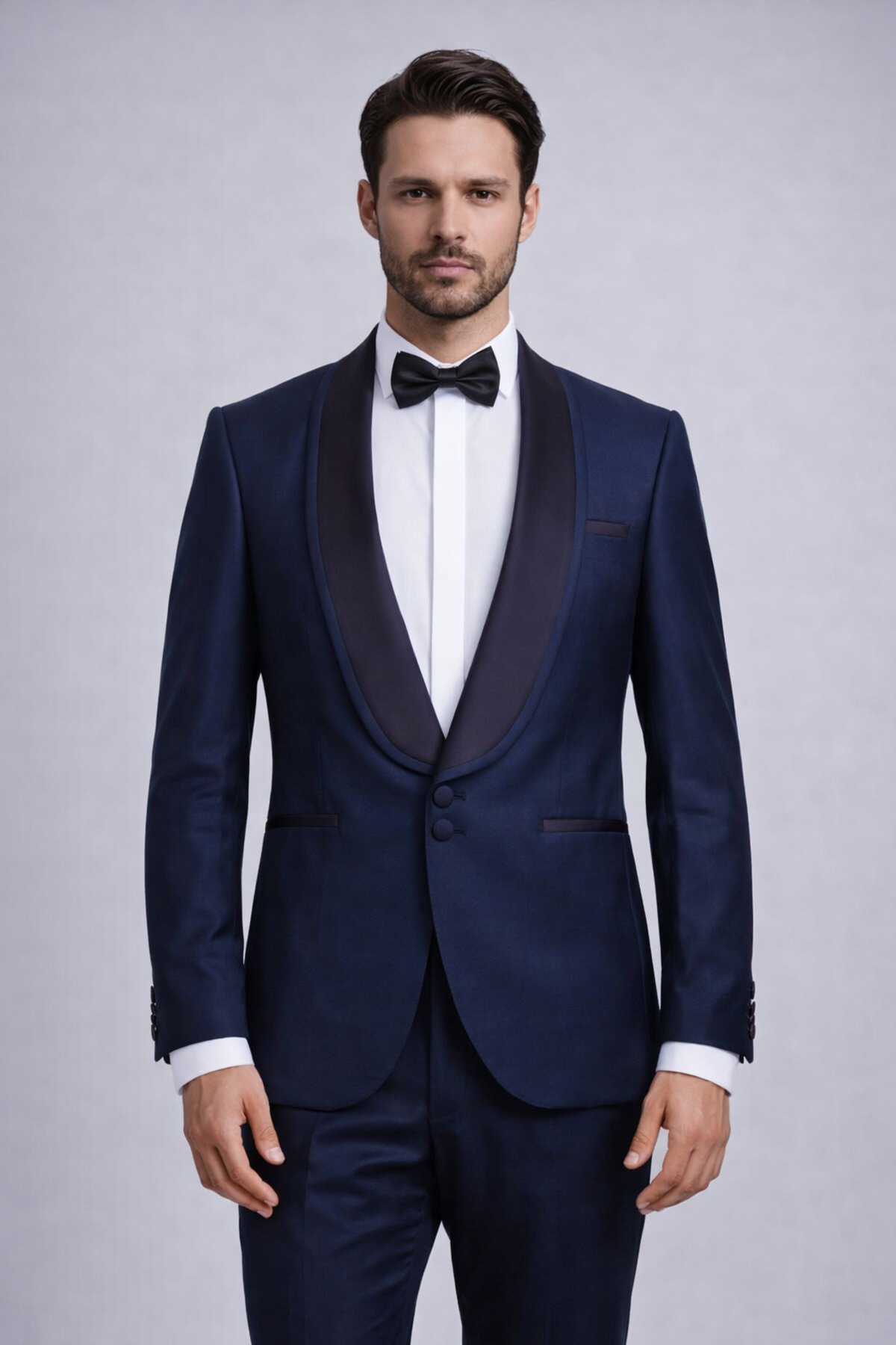 Erkek Slim Fit Damatlık Takım Elbise – Düğün İçin Özel Tasarım — سرمه‌ای 02-C200