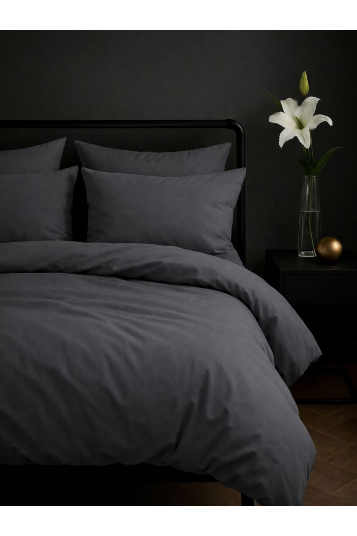 Tabu Home %100 Pamuklu Düz Boya Stone Grey Çift Kişilik Nevresim Seti