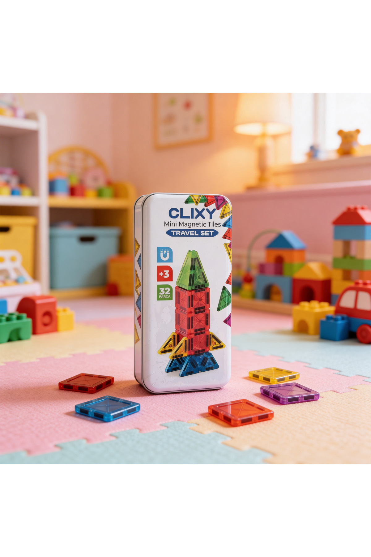 CLIXY Mini Manyetik Bloklar 32 Parça Travel Set fotoğrafı 3 (önizleme)