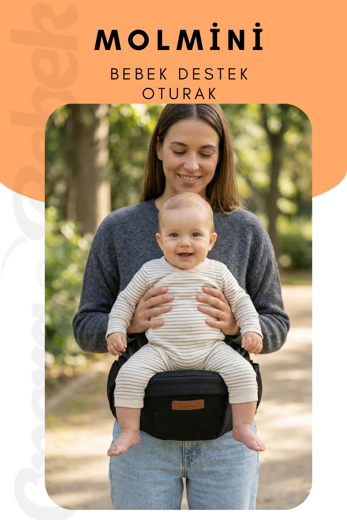 Molmini ergonomik bebek taşıyıcı 360 bel ayarlanabilir bel kemeri SİYAH fotoğrafı 3 (önizleme)