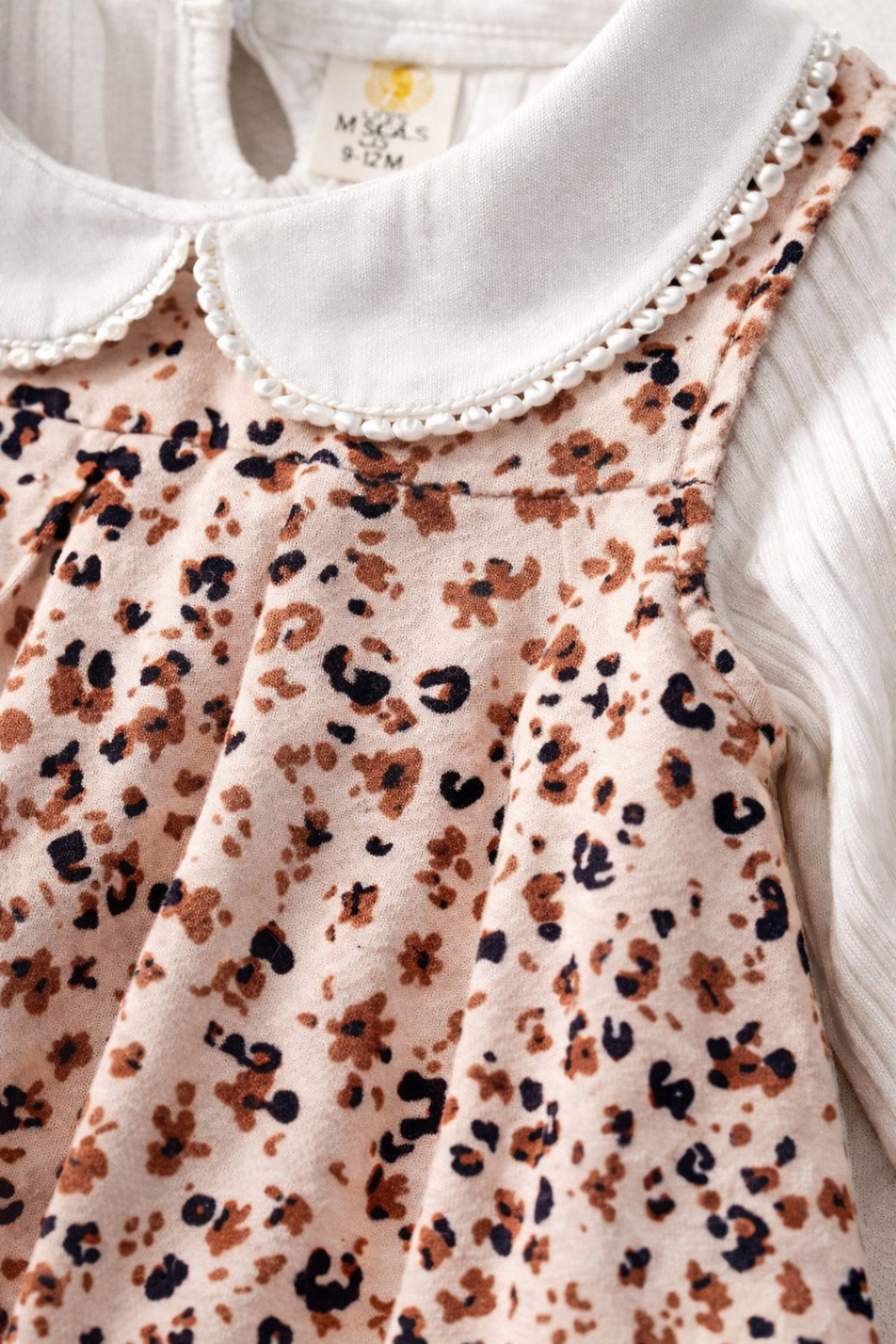 Uğur bebe Yumuşacık Leopar Desenli Jile Elbise & Bebe Yaka Fitilli Body Kombin %95 Pamuk Bayramlık Kız Çocuk fotoğrafı 4 (önizleme)