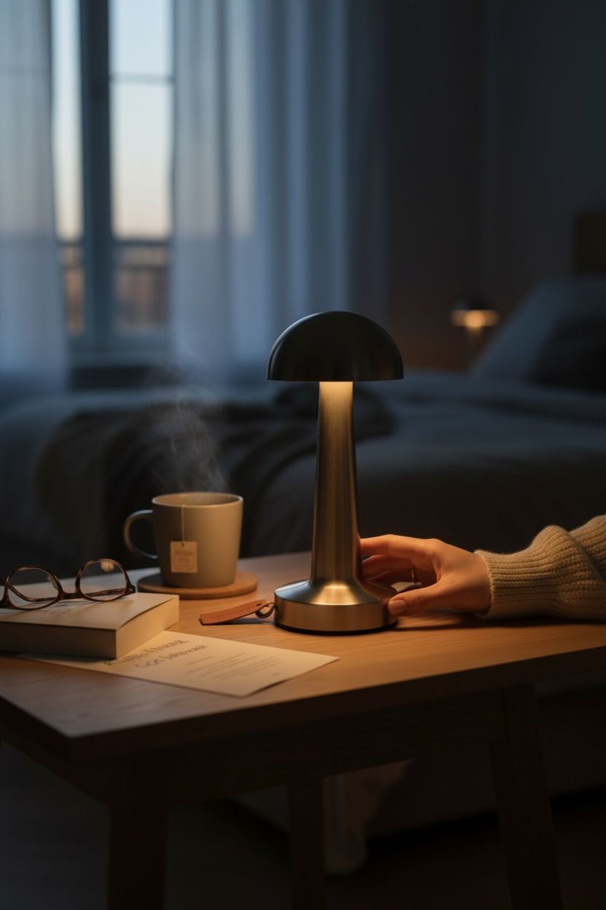 Kablosuz Mantar LED Masa Lambası | 3 Işık Modlu Dekoratif Gece Lambası
