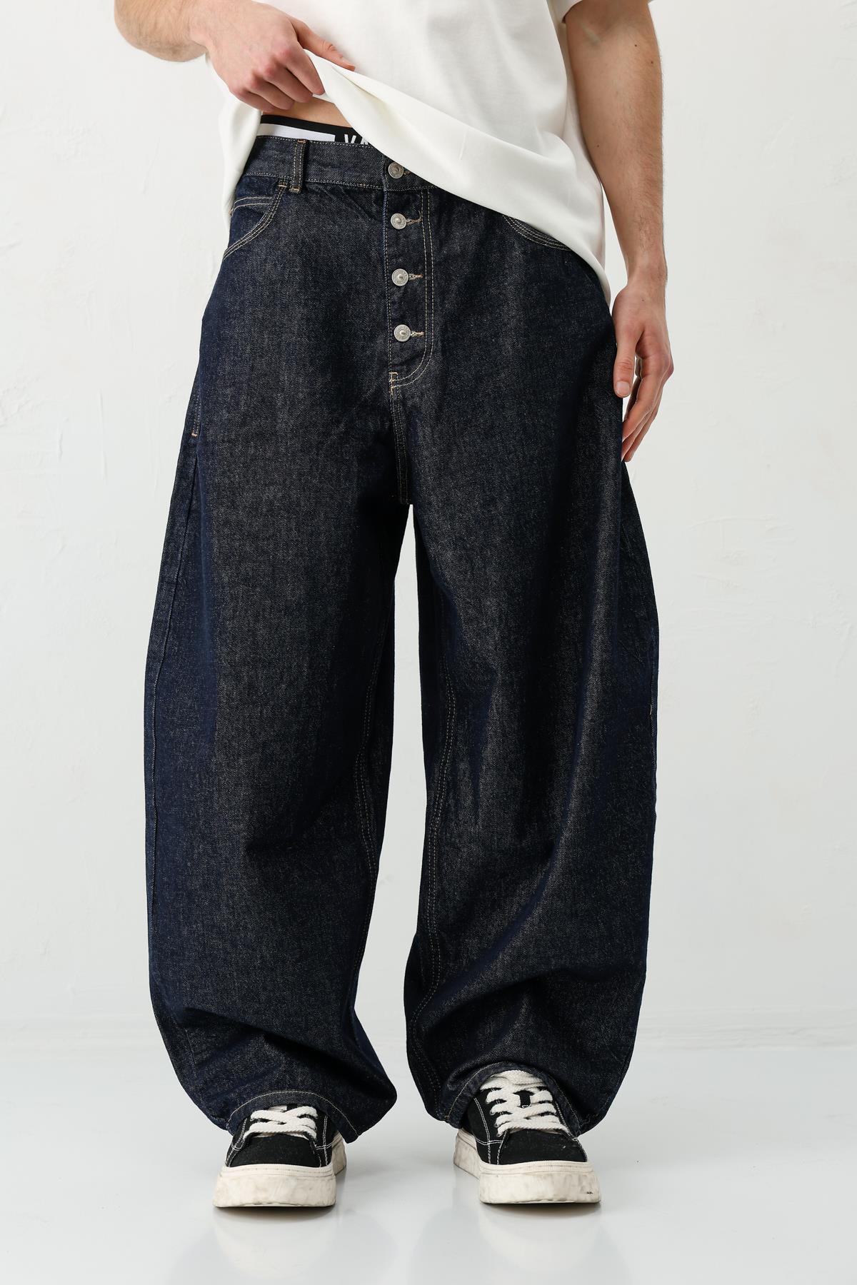 VAMOSCLO Barrel Fit Jeans Lacivert görsel 3