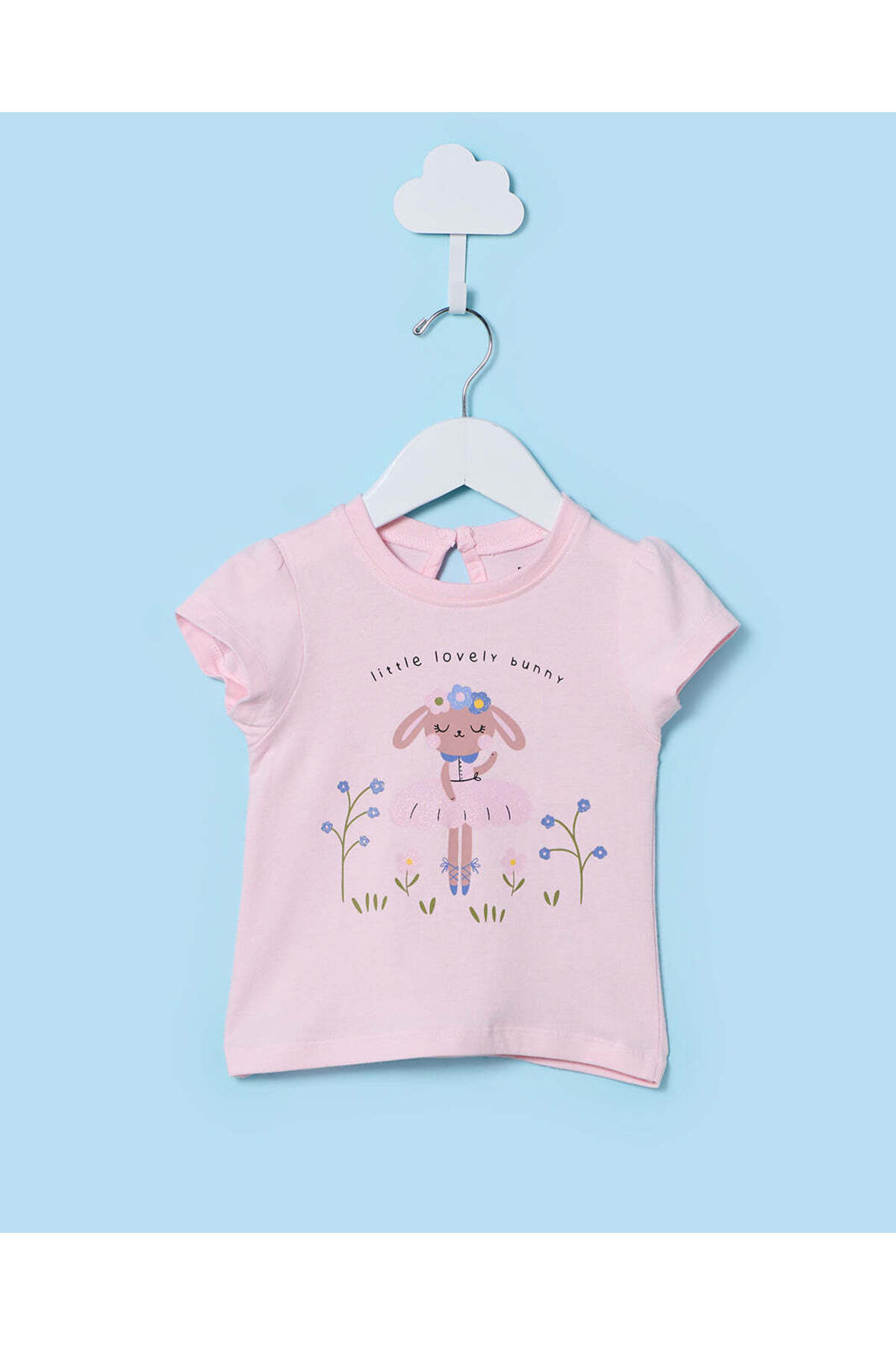 REDTAG Infant Girls Pale Pink Placement Print T-Shirt