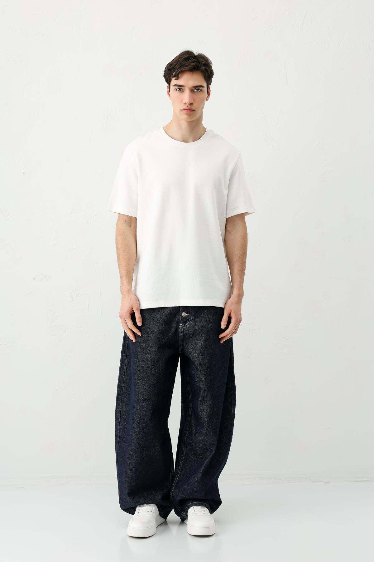 VAMOSCLO Barrel Fit Jeans Lacivert görsel 2