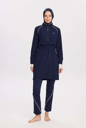 Haşema Lacivert 5 Parça Tam Tesettür Mayo Takımı 2019