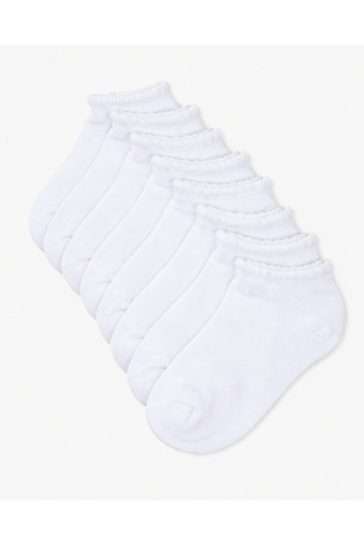 REDTAG Junior Girls White Scallop Edge High Ankle Socks - Pack of 5