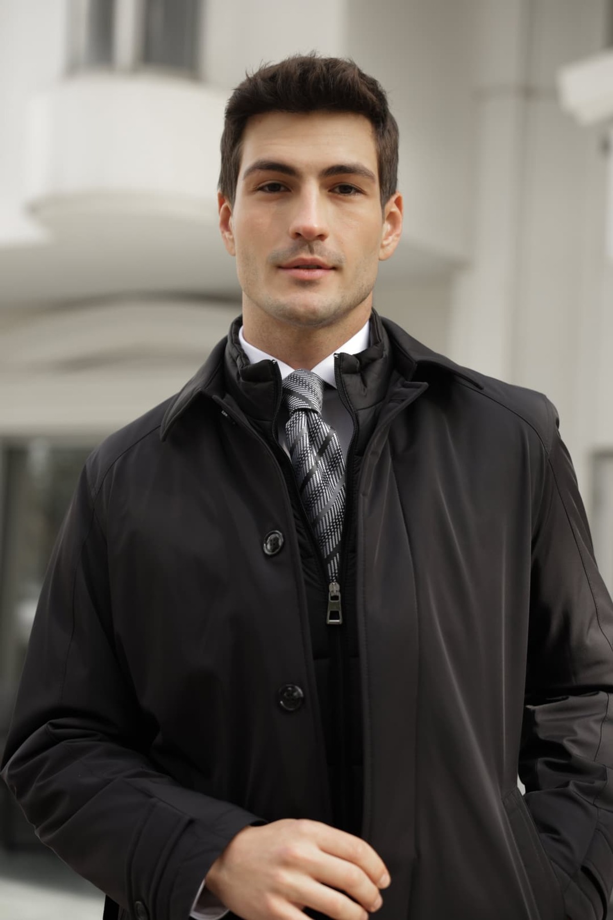 AEK COLLECTION Erkek Siyah Su Geçirmez Trençkot görsel 3