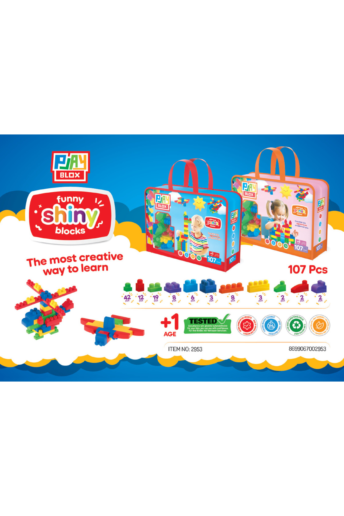 Asya Oyuncak Playblox Block Shine 107 Parça Bag Girls&Boys 2953 fotoğrafı 4 (önizleme)