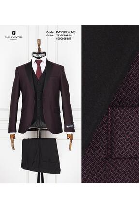 FABIO CASSEL Erkek Slim Fit Damatlık Takım Elbise – Düğün İçin Özel Tasarım