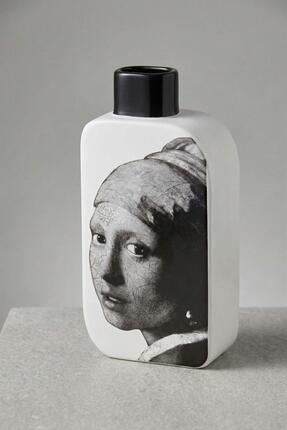 SETABIANCA Seramik Dekoratif Vazo 21 cm – İnci Küpeli Kız Modern Salon Dekoru