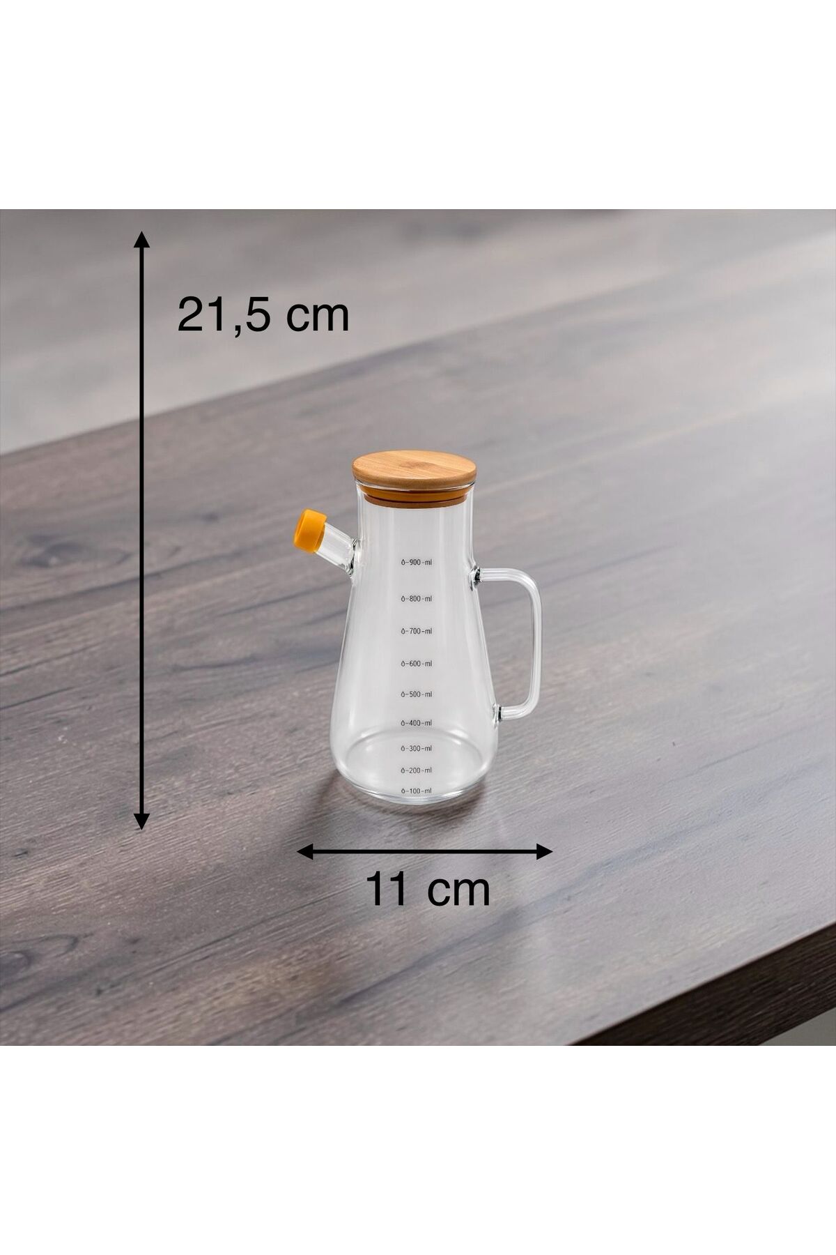 900 ml Borosilikat Cam Yağdanlık – Sızdırmaz Kapaklı Zeytinyağı Şişesi,