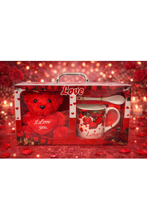 ENG PARTİ DÜNYASI Love Temalı Ayıcık, Kupa ve Tabak Hediye Seti ENG-KB-10