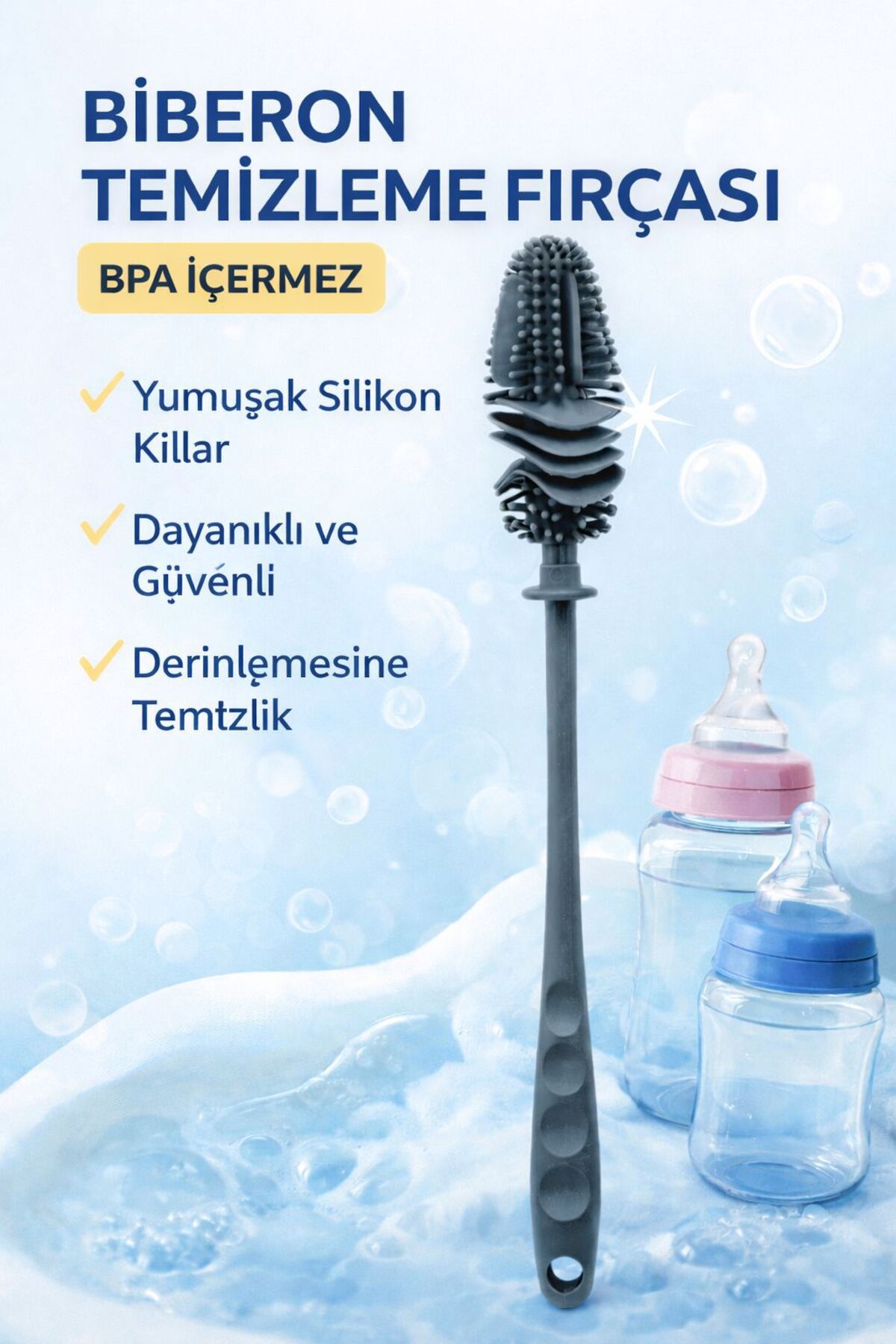 genel tr Biberon Termos Suluk Sürahi Cam Şişe Bardak Kavanoz Yıkama Ve Temizleme Fırçası Tpr Silikon fotoğrafı 2 (önizleme)