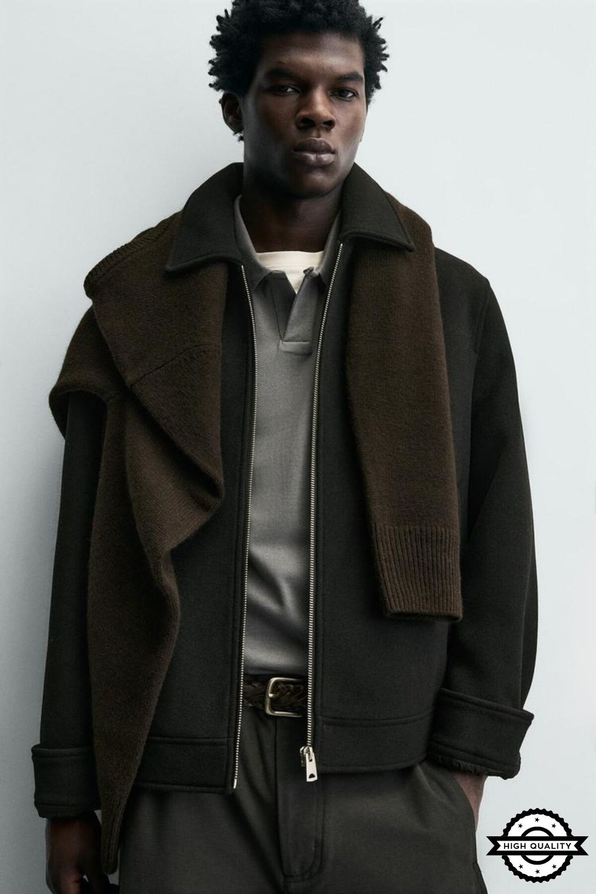 KOCCI  ZRA Model Dört Mevsim Gömlek Yaka Old Money Culture Kaşe Kumaş Erkek Ceket Mont Kaban