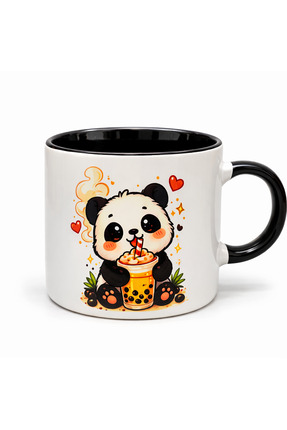 TEDİKS Sevimli Panda Bubble Tea Tasarımlı Porselen Kupa Bardak – Panda Desenl...