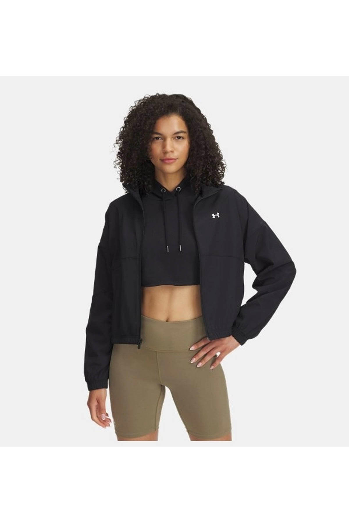 Under Armour Ua Rival Woven Siyah Kadın Ceket 1389631-001 görsel 3