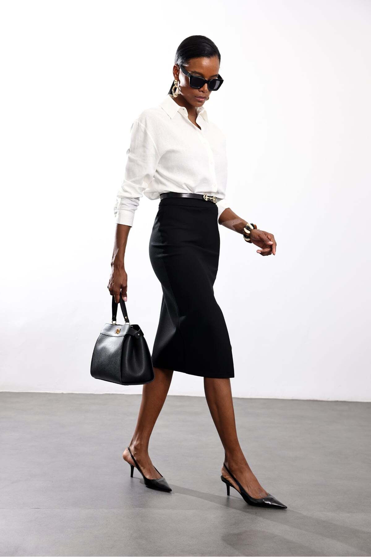 5in1Canpolat  Siyah Likralı Midi Boy Etek 5015 - Görsel 3