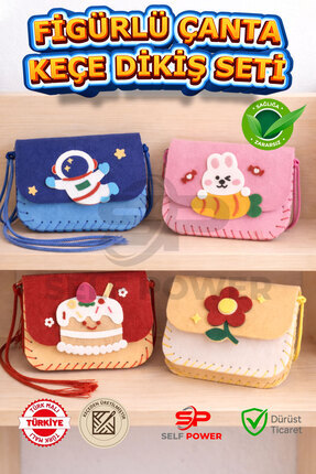 Self Power 4 Adet Keçe'den üretilmiş Eğitici Fiğürlü Şık Motor beceri gelişim...