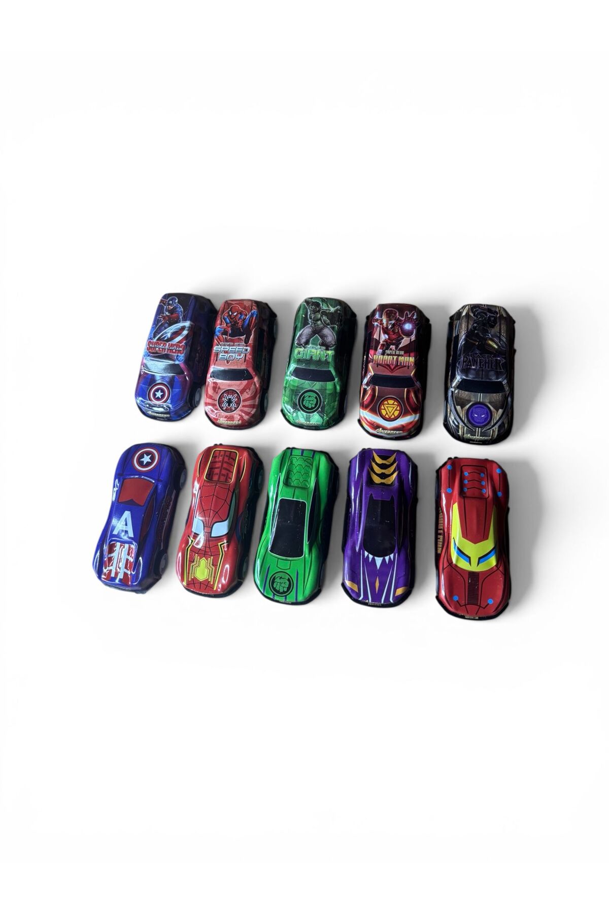 MEGOLA STORE 10’lu Metal Oyuncak Araba Seti Süper Kahraman Serisi – Die Cast Mini Arabalar fotoğrafı 3 (önizleme)