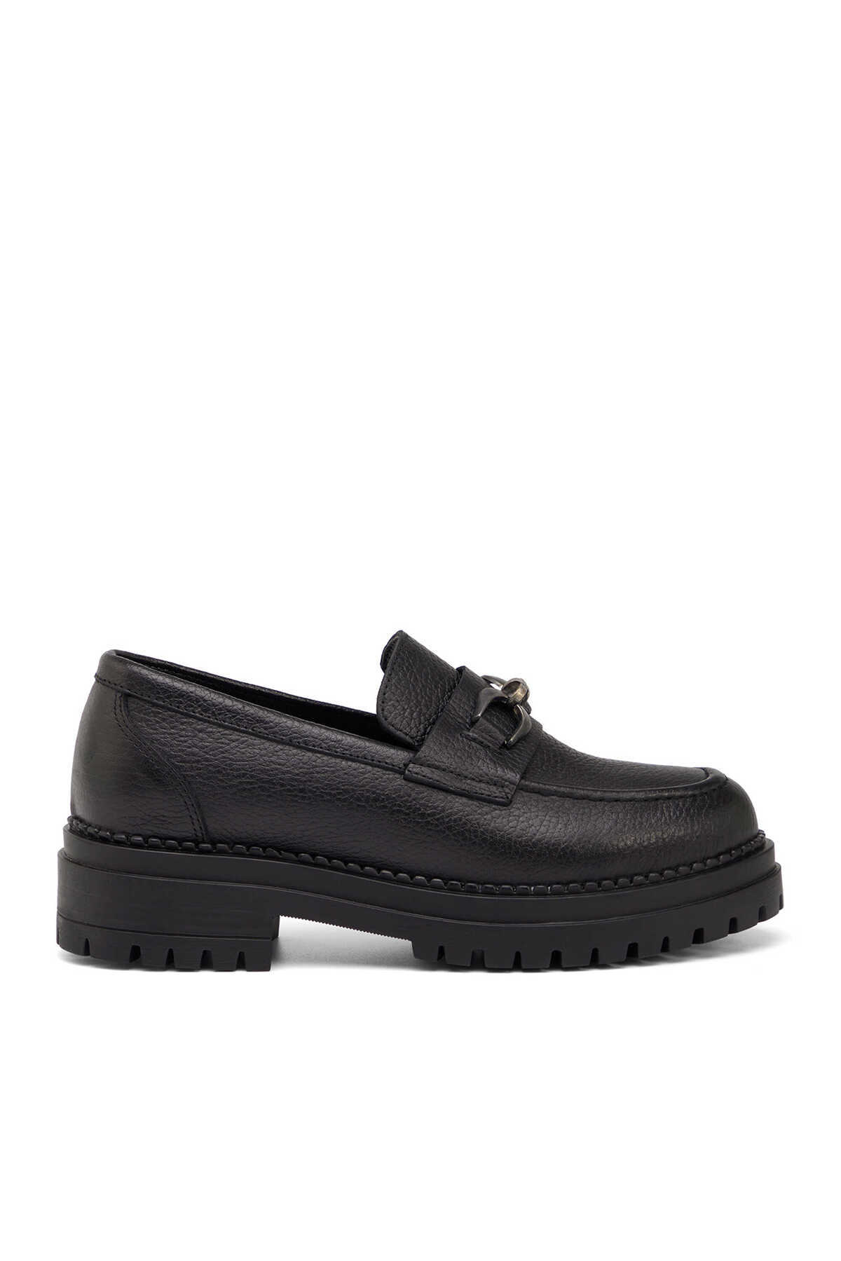 Tergan  Siyah Hakiki Deri Kadın Loafer - K25S1AY68541-A41