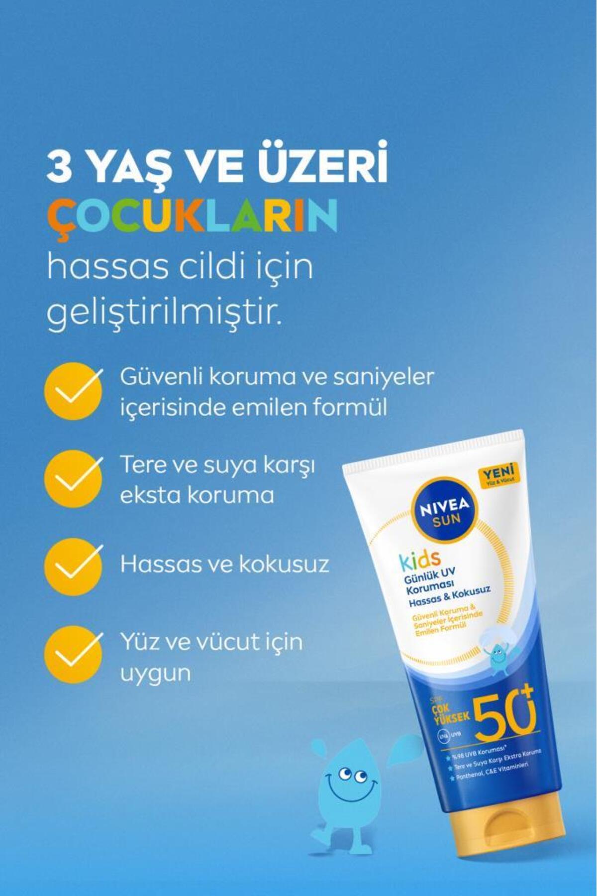 SUN SPF50+Çocuk İçin Yüz ,Vücut Yüksek Koruyucu Güneş Kremi 100 ml,Kokusuz,3 Yaş ve Üzeri — 93706 — تصویر 3 از 7