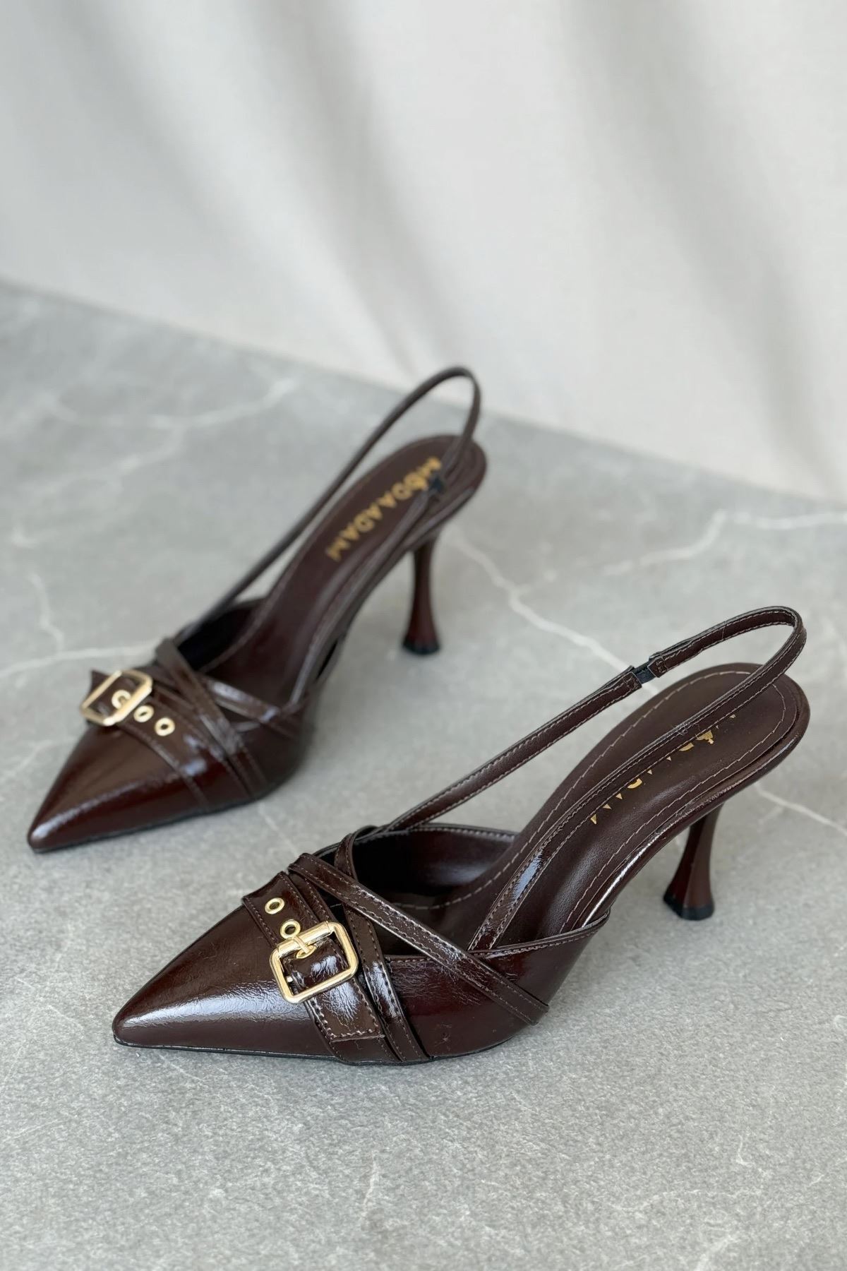 GOFFSHOES  Kadın Wille İnce Topuklu Ayakkabı - Kahve-Rugan - Görsel 3