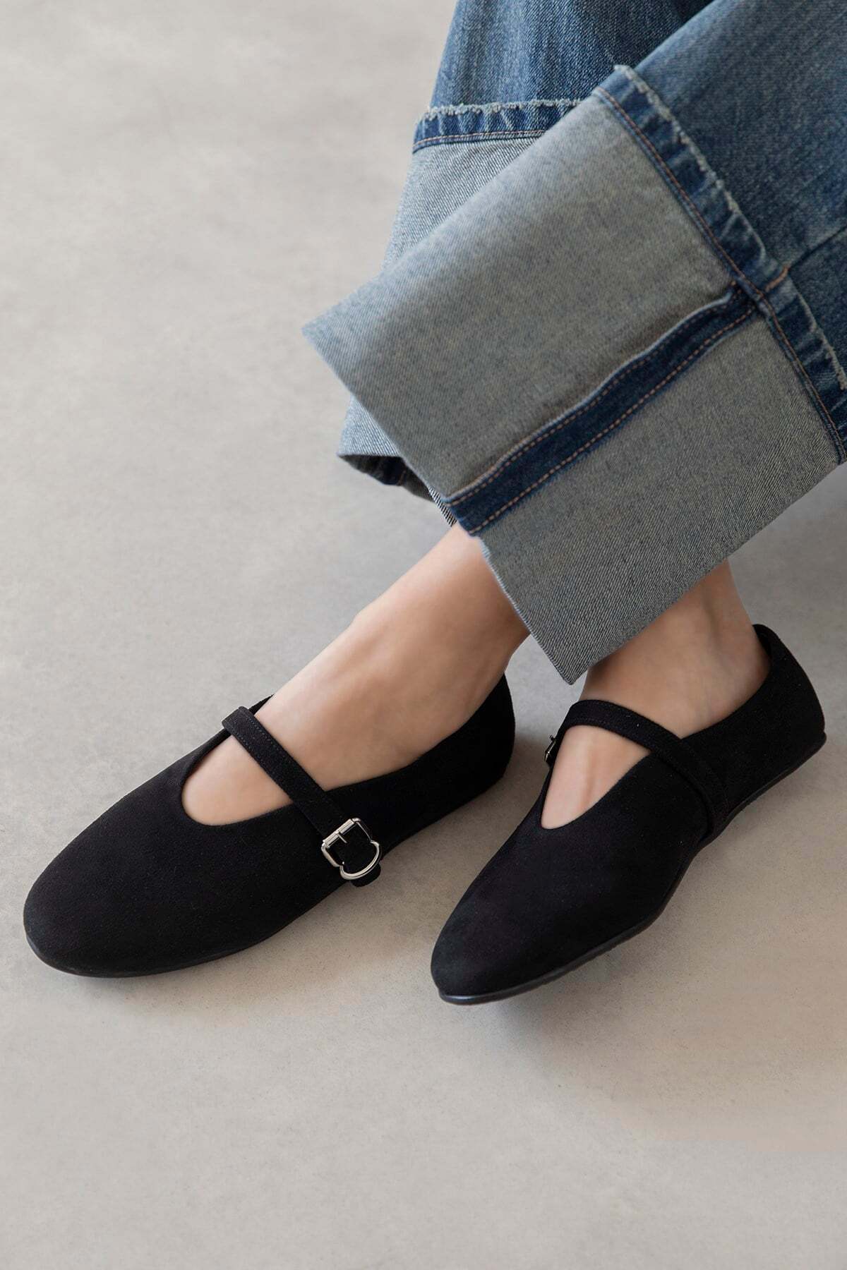 Straswans  Jun Kadın Süet Babet Siyah