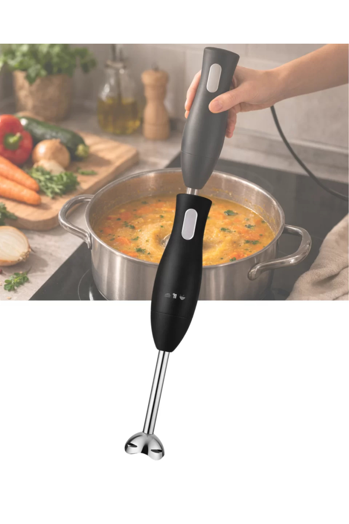 toyigoo Mutfak El Blenderı Paslanmaz Çelik Uçlu Ergonomik Tasarım TYGOO-RSHB3456 fotoğrafı 3 (önizleme)